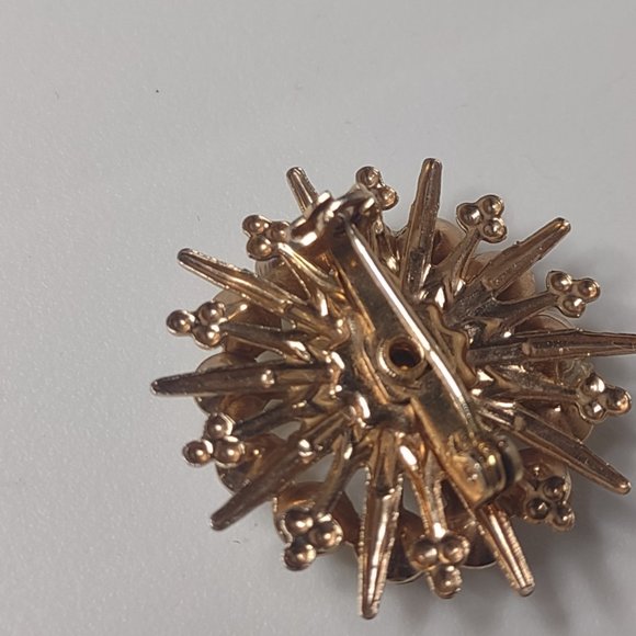 Vintage Small Metal And Clear Glass Decorative Brooch - Picture 13 of 14